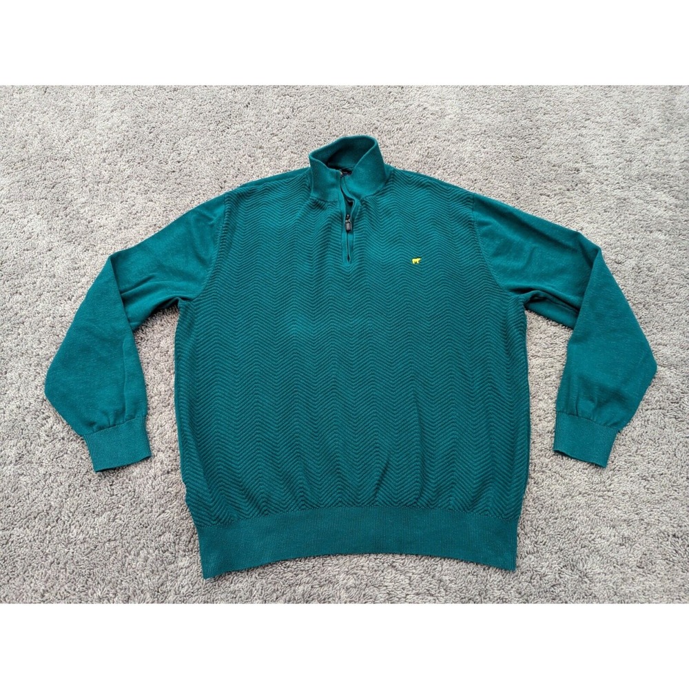 Jack Nicklaus Sweater Mens Extra Large 1/4 Zip Mock Pullover‎ Green Golf